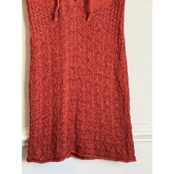 Sundance Women Pretty In Pointelle Dress Size MP Orange Crocheted Boho Festival - Picture 3 of 11